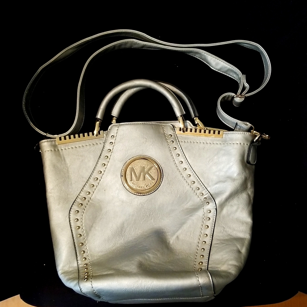 Silver Large Michael Kors Purse with Gold Rhinestones